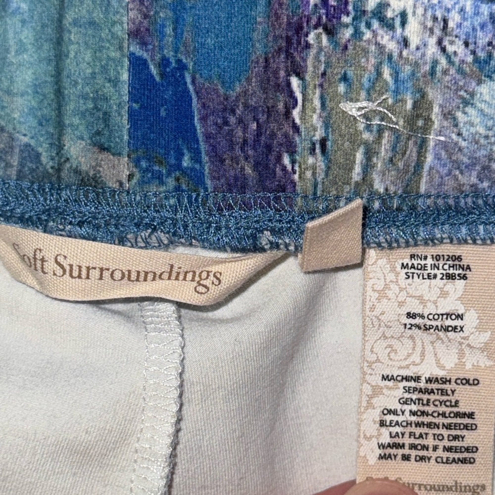 Soft Surroundings Leggings Blue Impressionist Print Women’s Small S - Picture 7 of 8